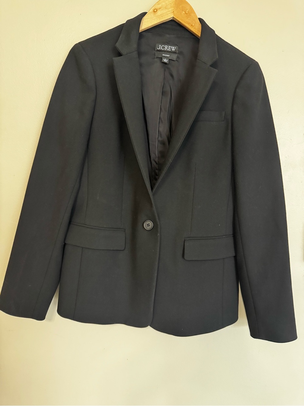 J.CREW Regent Womens Black Blazer 8 Single-Breasted 1-Button Notch Lined K5961